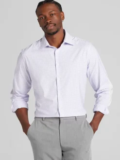 Patterned Dress Shirts|Designer Dress Shirts-Joseph Abboud Modern Fit Performance Plaid Dress Shirt Purple