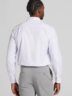 Patterned Dress Shirts|Designer Dress Shirts-Joseph Abboud Modern Fit Performance Plaid Dress Shirt Purple