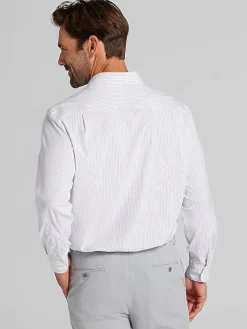 Dress Shirts|Patterned Dress Shirts-Joseph Abboud Modern Fit Performance Stripe Dress Shirt Purple