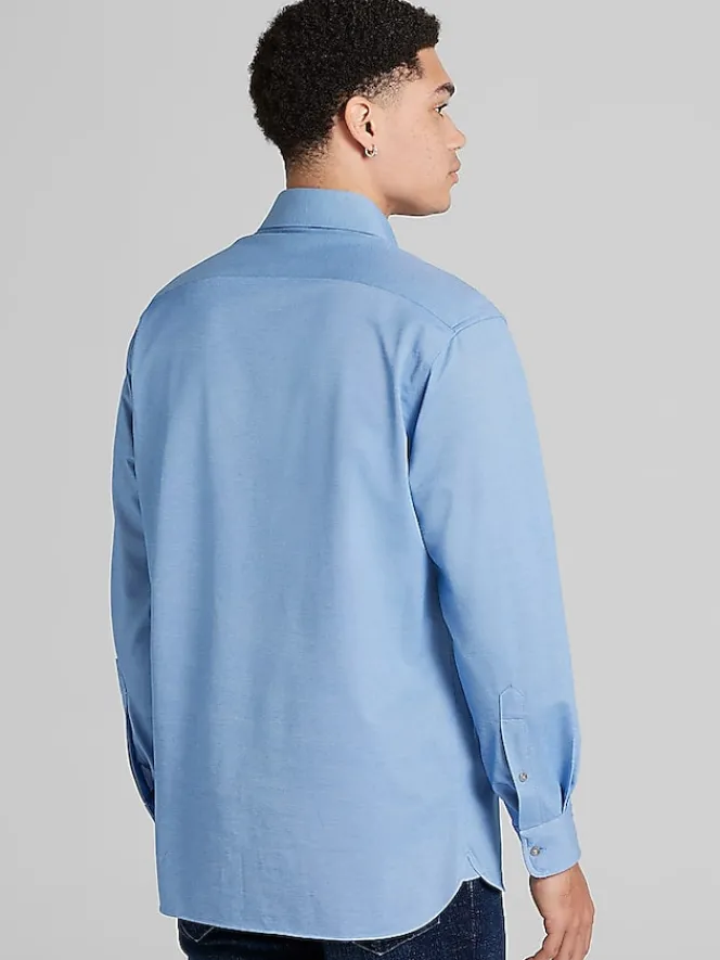 Button Up Shirts|Casual Shirts-Joseph Abboud Modern Fit Performance 4-Way Stretch Button Up Shirt Medium Blue