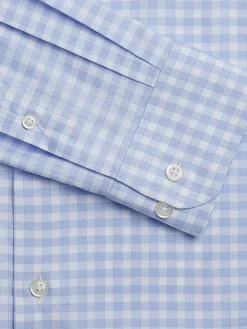 Patterned Dress Shirts|Designer Dress Shirts-Joseph Abboud Modern Fit Performance 4-Way Stretch Gingham Dress Shirt Gray Fancy