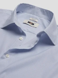 Patterned Dress Shirts|Designer Dress Shirts-Joseph Abboud Modern Fit Performance 4-Way Stretch Dress Shirt Blue Stripe