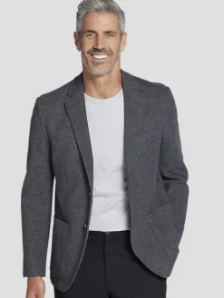 Outerwear-Joseph Abboud Modern Fit Pique Knit Blazer Charcoal