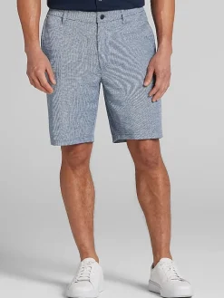 Button Up Shirts|Casual Shirts-Joseph Abboud Modern Fit Pique Knit Shorts Navy