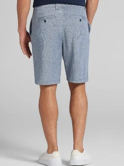 Button Up Shirts|Casual Shirts-Joseph Abboud Modern Fit Pique Knit Shorts Navy