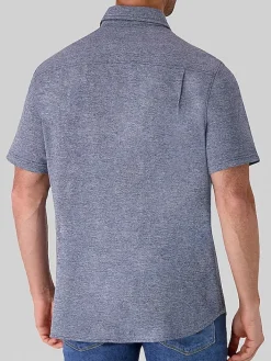 Button Up Shirts-Report Collection Modern Fit Pique Melange Knit Button Up Shirt Med Grey