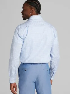 Patterned Dress Shirts|Dress Shirts-Pronto Uomo Modern Fit Plaid Dress Shirt Lt Blue