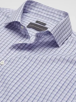 Big & Tall Dress Shirts|Patterned Dress Shirts-Wilke-Rodriguez Modern Fit Plaid Dress Shirt Purple