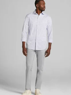 Big & Tall Dress Shirts|Patterned Dress Shirts-Wilke-Rodriguez Modern Fit Plaid Dress Shirt Purple