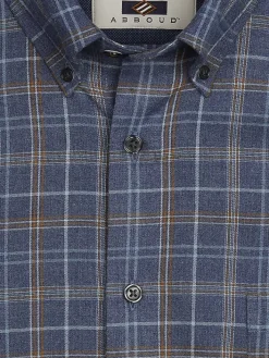 Button Up Shirts|Long Sleeve Button Up Shirts-Joseph Abboud Modern Fit Plaid Flannel Button Up Shirt Heather Blue