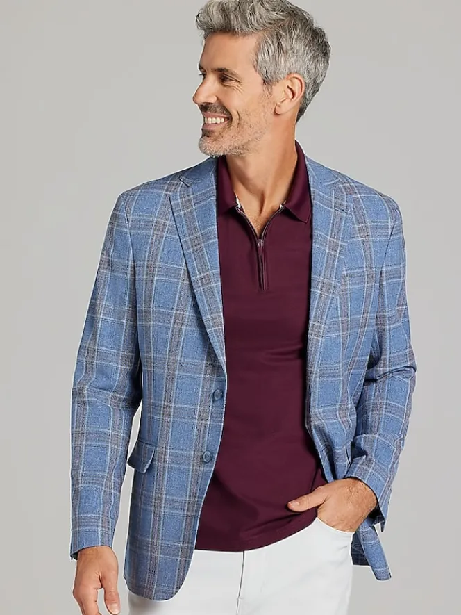 Sport Coats|Sport Coats-JOE Joseph Abboud Modern Fit Plaid Sport Coat Blue Plaid
