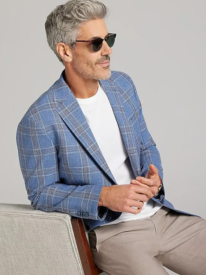 Sport Coats|Sport Coats-JOE Joseph Abboud Modern Fit Plaid Sport Coat Blue Plaid