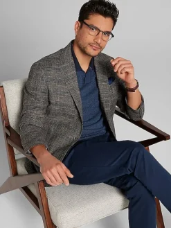 Sport Coats|Sport Coats-Joseph Abboud Modern Fit Plaid Sport Coat Brown Plaid