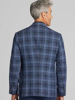 Sport Coats|Sport Coats-Joseph Abboud Modern Fit Plaid Sport Coat Indigo Plaid