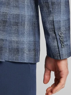 Sport Coats|Sport Coats-Joseph Abboud Modern Fit Plaid Sport Coat Indigo Plaid