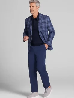 Sport Coats|Sport Coats-Joseph Abboud Modern Fit Plaid Sport Coat Indigo Plaid