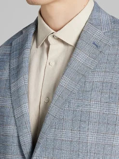 Sport Coats|Sport Coats-Joseph Abboud Modern Fit Plaid Sport Coat Light Blue Plaid