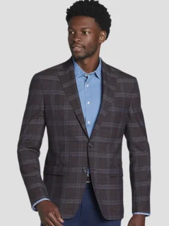 Sport Coats|Sport Coats-Joseph Abboud Modern Fit Plaid Sport Coat Brick Plaid