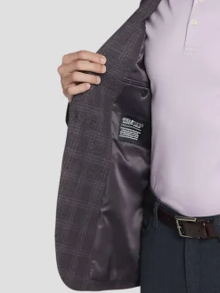 Sport Coats|Sport Coats-Awearness Kenneth Cole Modern Fit Plaid Sport Coat Grey/Plum Plaid