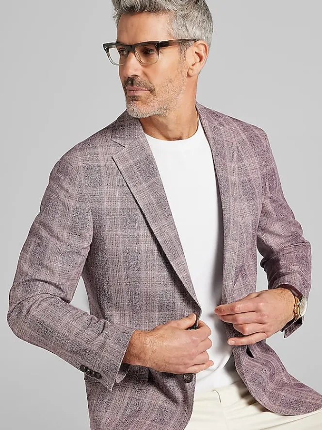 Sport Coats|Sport Coats-Awearness Kenneth Cole Modern Fit Plaid Sport Coat Rose Plaid