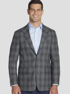 Sport Coats|Sport Coats-Tommy Hilfiger Modern Fit Plaid Sport Coat Gray Plaid