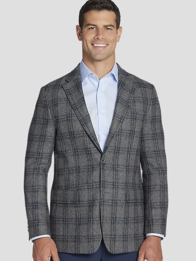 Sport Coats|Sport Coats-Tommy Hilfiger Modern Fit Plaid Sport Coat Gray Plaid