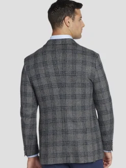 Sport Coats|Sport Coats-Tommy Hilfiger Modern Fit Plaid Sport Coat Gray Plaid