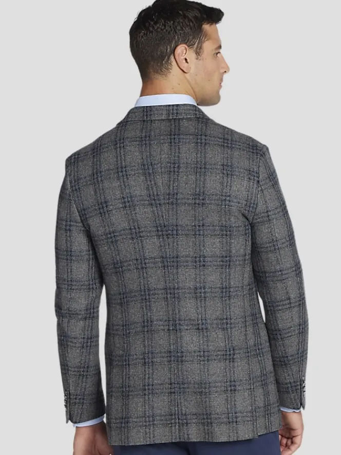Sport Coats|Sport Coats-Tommy Hilfiger Modern Fit Plaid Sport Coat Gray Plaid