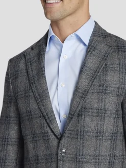Sport Coats|Sport Coats-Tommy Hilfiger Modern Fit Plaid Sport Coat Gray Plaid