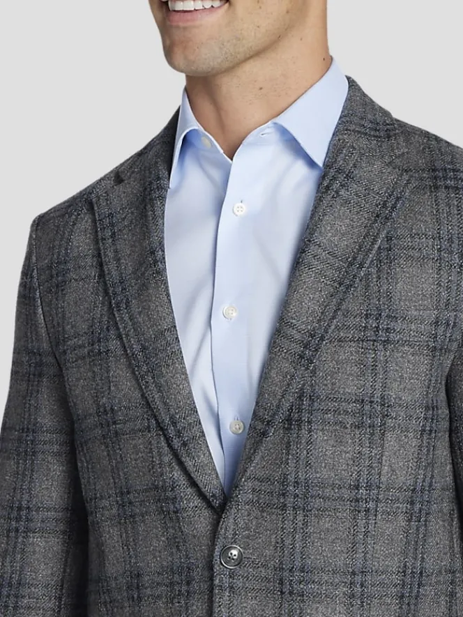 Sport Coats|Sport Coats-Tommy Hilfiger Modern Fit Plaid Sport Coat Gray Plaid