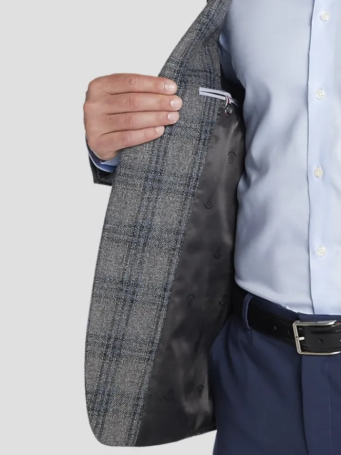 Sport Coats|Sport Coats-Tommy Hilfiger Modern Fit Plaid Sport Coat Gray Plaid