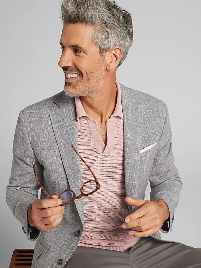 Big & Tall Sport Coats|Casual Shop-Awearness Kenneth Cole Modern Fit Plaid Sport Coat Light Blue Plaid