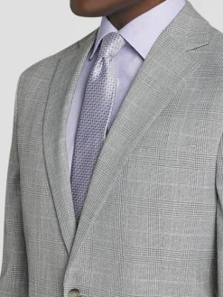 Sport Coats|Sport Coats-Pronto Uomo Modern Fit Plaid Sport Jacket Lt Gray Plaid