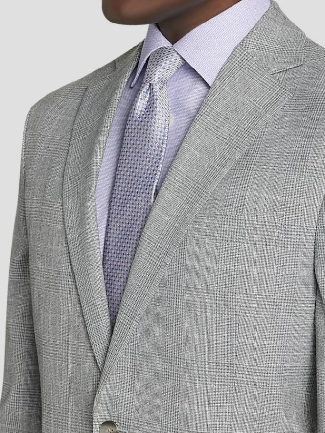 Sport Coats|Sport Coats-Pronto Uomo Modern Fit Plaid Sport Jacket Lt Gray Plaid