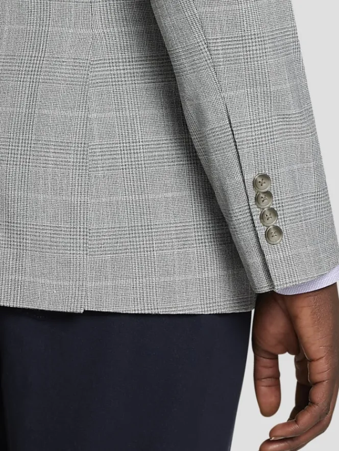 Sport Coats|Sport Coats-Pronto Uomo Modern Fit Plaid Sport Jacket Lt Gray Plaid