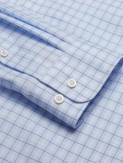 Patterned Dress Shirts|Designer Dress Shirts-Joseph Abboud Modern Fit Plaid Spread Collar Dress Shirt Lt Blue