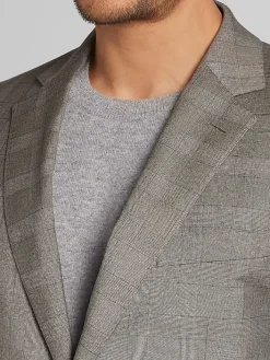 2-piece Suits|Big & Tall Suits-Wilke-Rodriguez Modern Fit Plaid Suit Light Brown Plaid