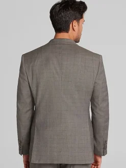 2-piece Suits|Big & Tall Suits-Wilke-Rodriguez Modern Fit Plaid Suit Light Brown Plaid