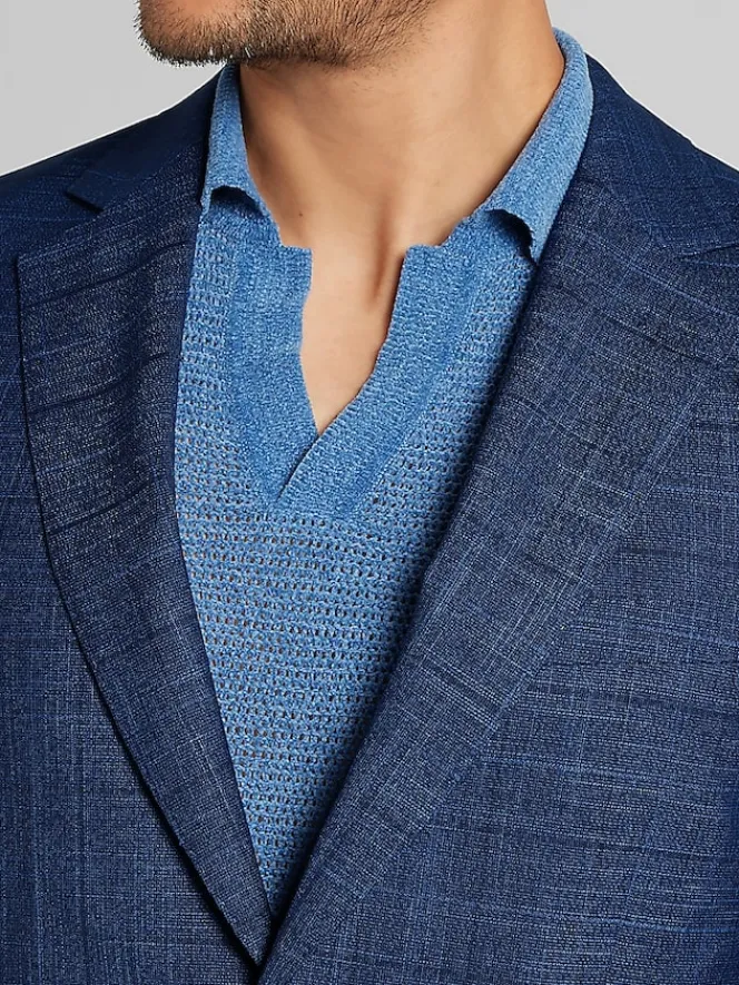 2-piece Suits|Big & Tall Suits-Wilke-Rodriguez Modern Fit Plaid Suit Navy Plaid