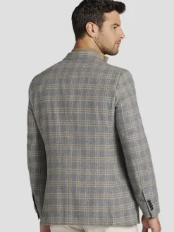 Big & Tall Sport Coats|Sport Coats-Nautica Modern Fit Plaid Tweed Sport Coat Lt Gray Plaid