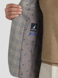 Big & Tall Sport Coats|Sport Coats-Nautica Modern Fit Plaid Tweed Sport Coat Lt Gray Plaid