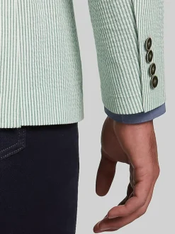 Sport Coats|Sport Coats-Nautica Modern Fit Seersucker Sport Coat Green Seersucker