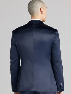 3-piece Suits|Suit Separates-Egara Modern Fit Shiny Suit Jacket Navy Shiny