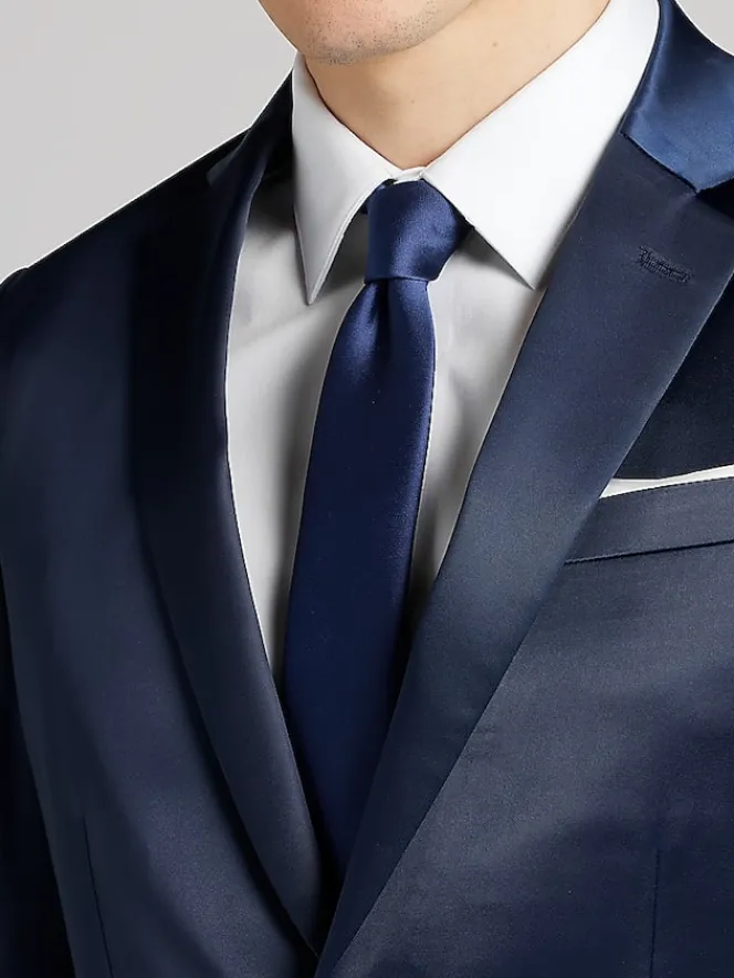 3-piece Suits|Suit Separates-Egara Modern Fit Shiny Suit Jacket Navy Shiny