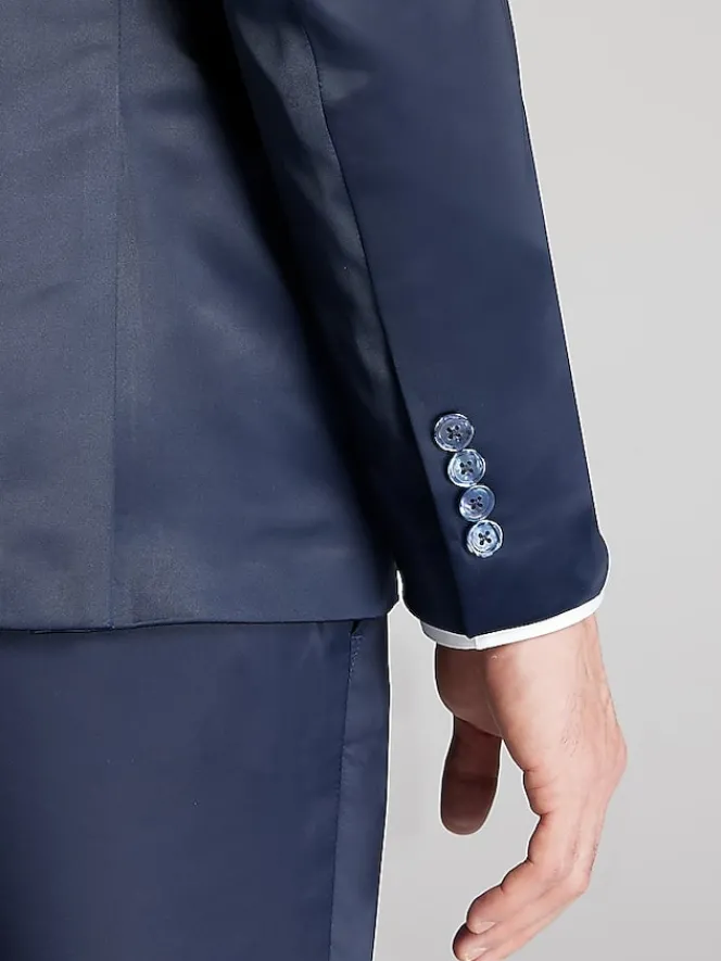 3-piece Suits|Suit Separates-Egara Modern Fit Shiny Suit Jacket Navy Shiny