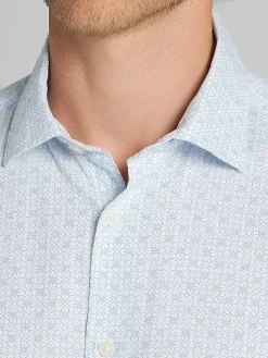 Casual Shirts|Button Up Shirts-Joseph Abboud Modern Fit Short Sleeve Button Up Shirt Light Blue