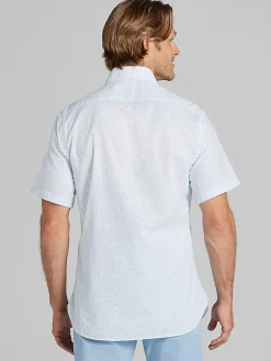 Casual Shirts|Button Up Shirts-Joseph Abboud Modern Fit Short Sleeve Button Up Shirt Light Blue