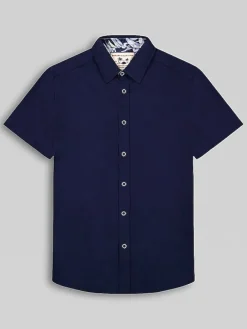 Button Up Shirts|Casual Shirts-Report Collection Modern Fit Solid Linen Blend Button Up Shirt Light Blue