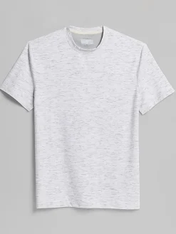 T-shirts-Joseph Abboud Modern Fit Space Dye Crewneck Tee Light Grey