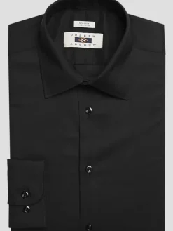 Solid Dress Shirts|Designer Dress Shirts-Joseph Abboud Modern Fit Spread Collar Dress Shirt Black Solid